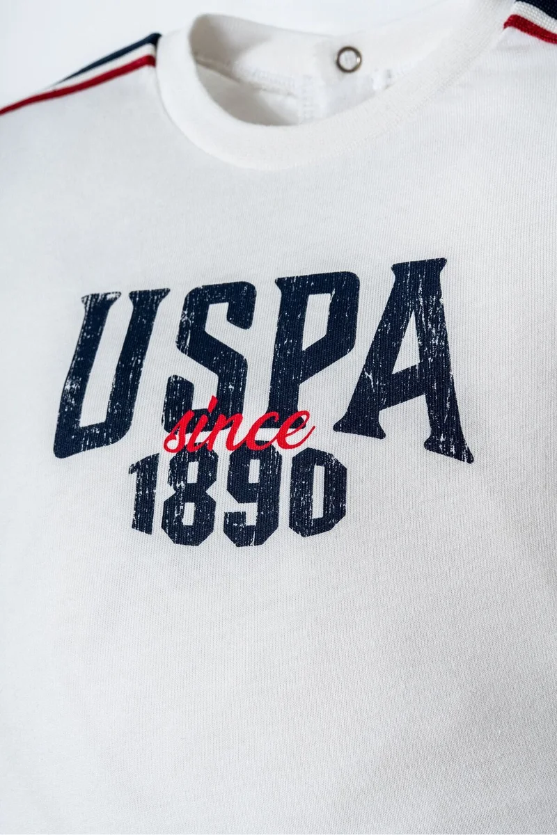 يو اس بولو اسن U.S. Polo Assn. Baby Boys White Shorts Set